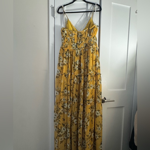 Monique Lhuillier ML Floral Yellow Maxi Dress - 10 - Picture 4 of 6